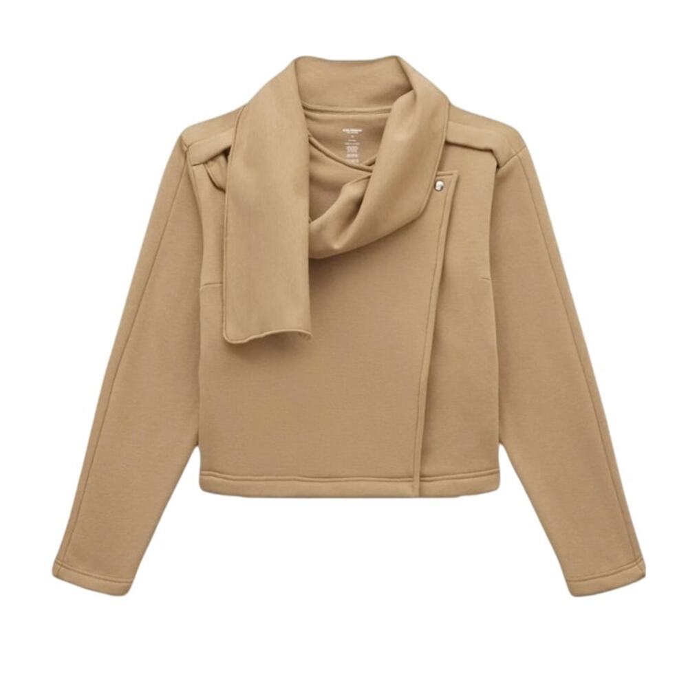 Girlfriend Collective Jaya Scarf Sweatshirt Jacket  Built in Scarf, Sz S